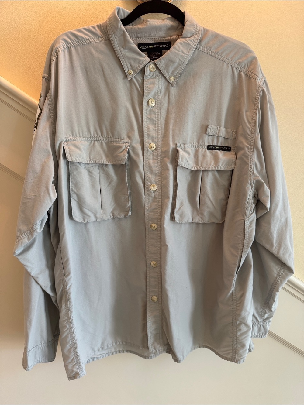 Exofficio Men's Light Gray Button-Front Travel Shirt